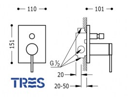 TERMOSTATICA BAÑO-DUCHA EMPOTRADA MONO TERM TRES